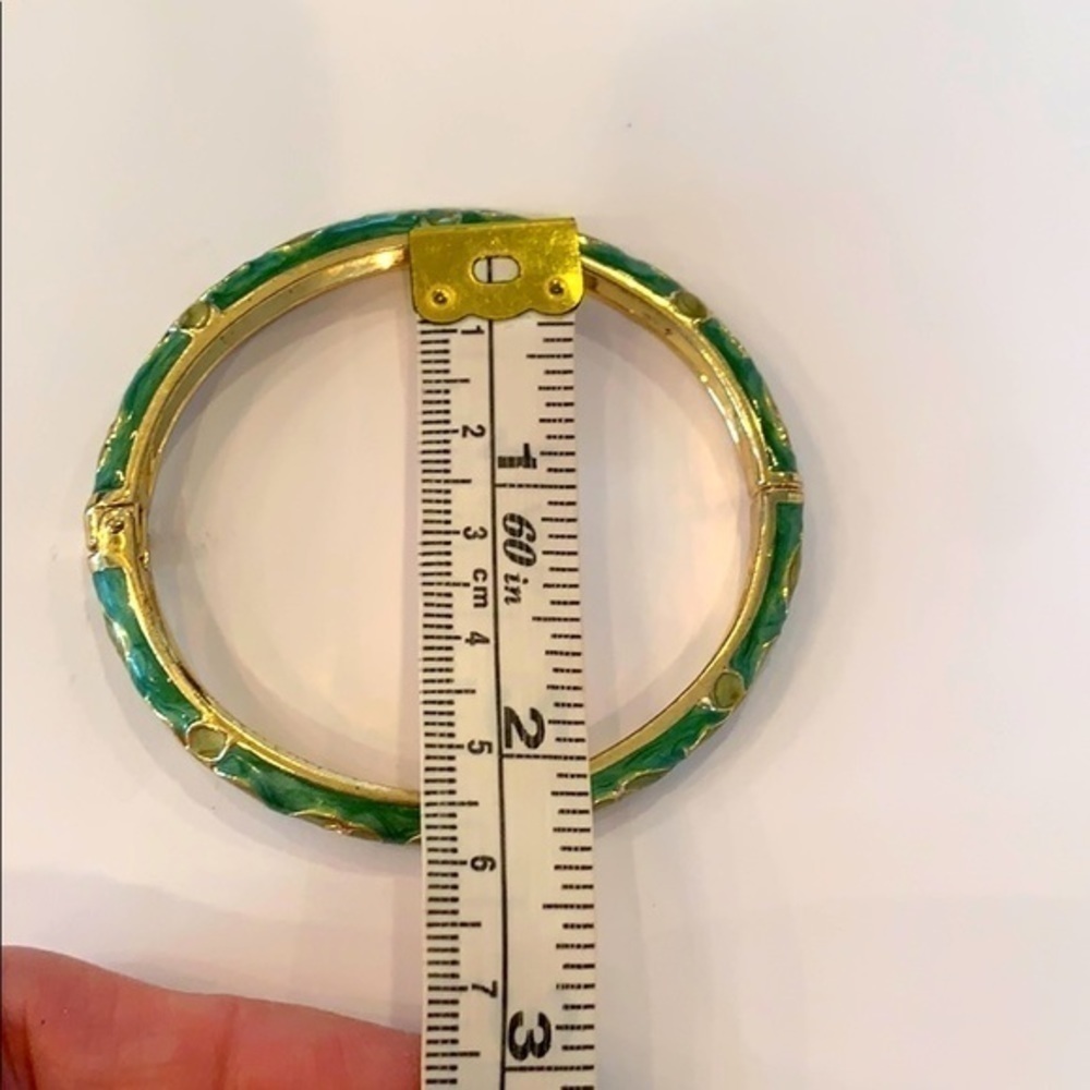 JTF green swirl enamel hinged clamp bangle - Picture 9 of 11